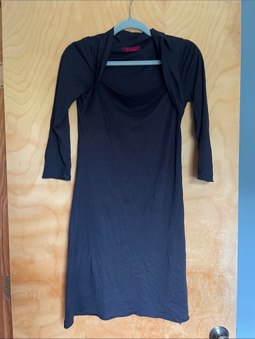 Velvet Black Long Sleeve Dress with Bolero Overlay